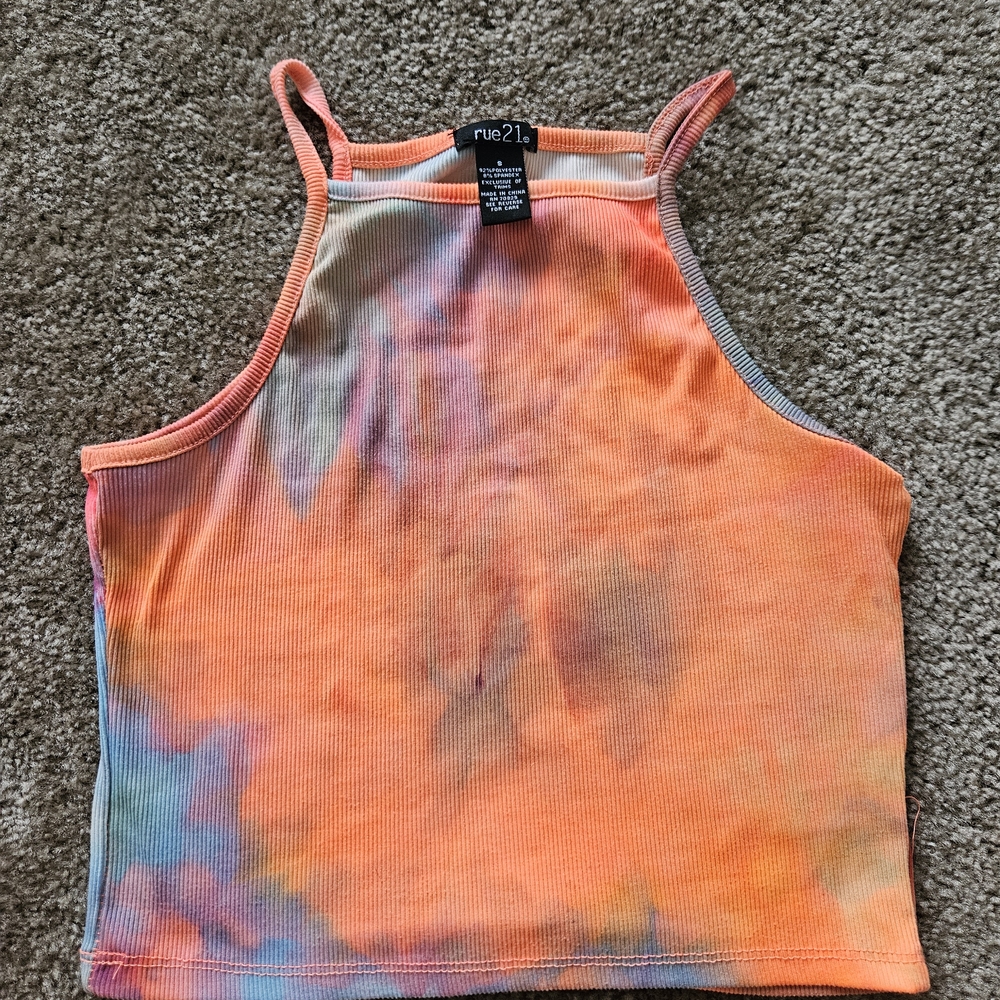 Rue21 Orange and Blue Fitted Crop Tank Top